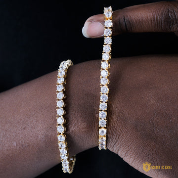 4mm 18k Gold Single Row Tennis Bracelet ZUU KING